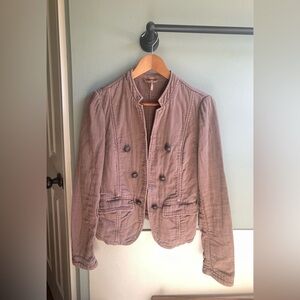 Free People Women's Double-Breasted Jacket - Taupe size medium